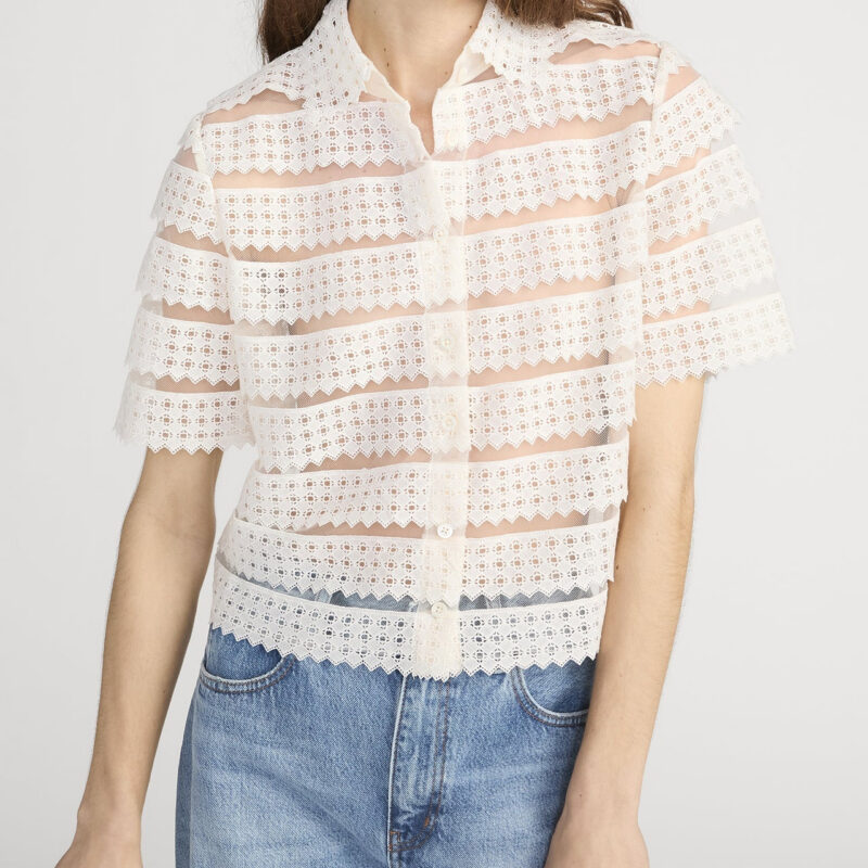 FRAME - The Lattice Crochet Blouse FRAME