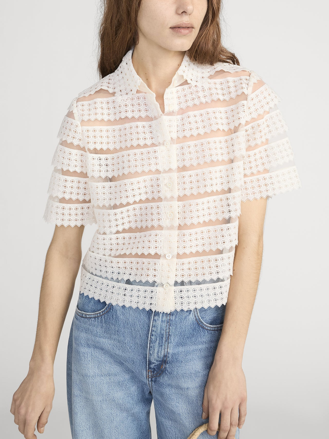 FRAME - The Lattice Crochet Blouse FRAME