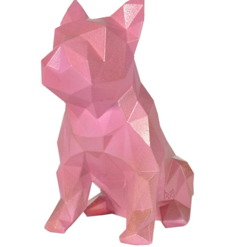 French Bulldog Geometric Sculpture - Frank In Fondant Pink