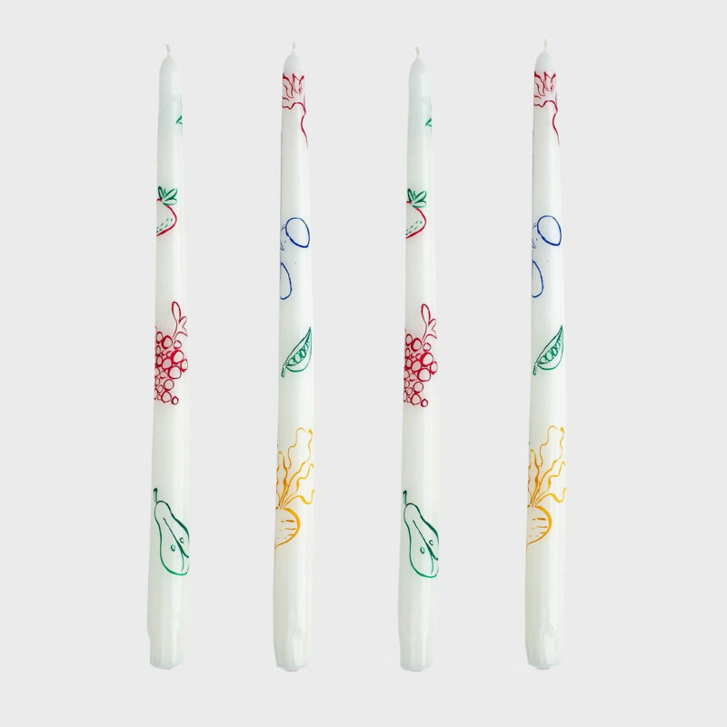 Fruits & Veggies Hand-Painted Taper Candles (Set of 4) Misette