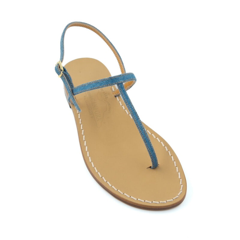 Gail Denim Leather Thong Sandal Canfora