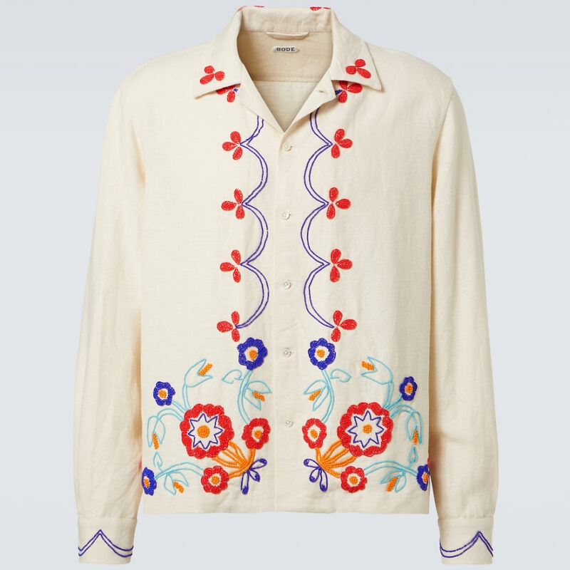 Garden Party Beaded Linen Shirt Mytheresa