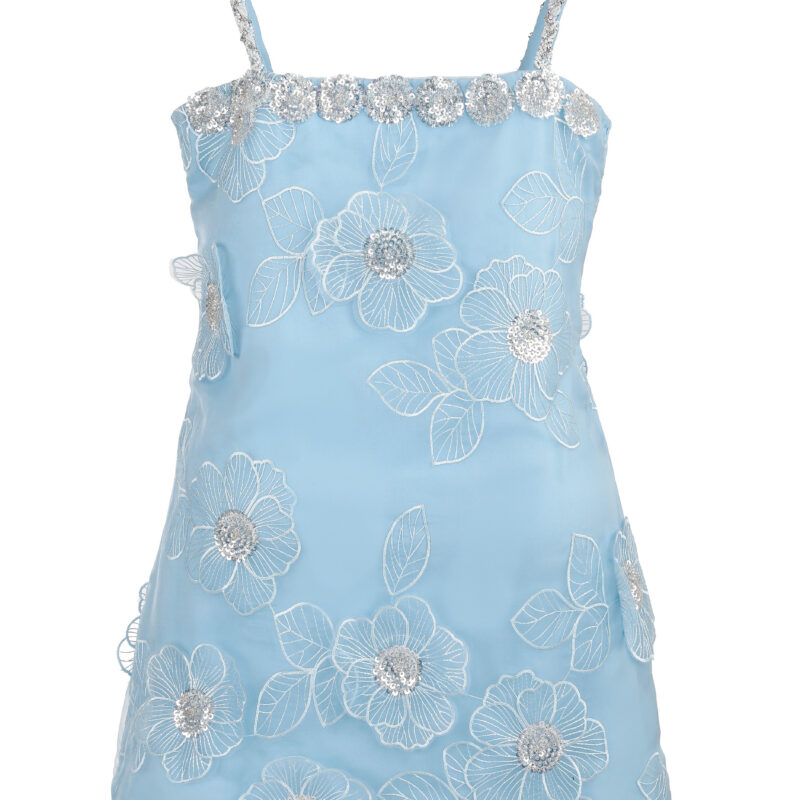 Gardenia Mini Dress in Cornflower Blue Waimari