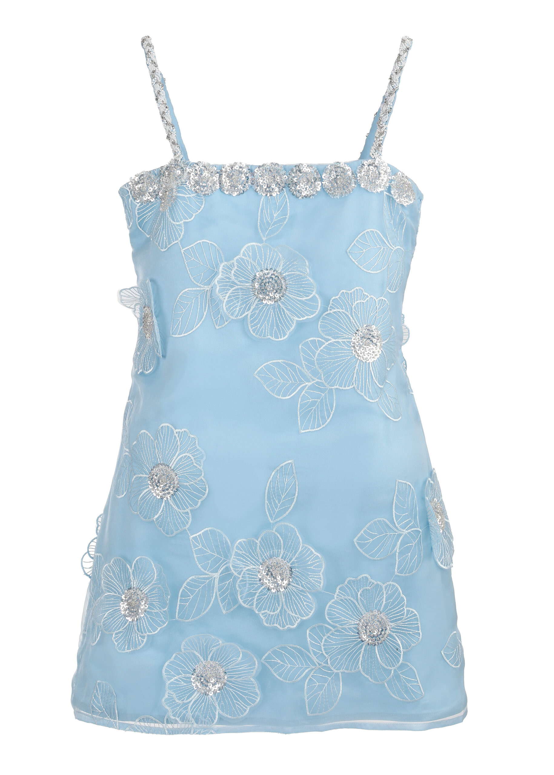 Gardenia Mini Dress in Cornflower Blue Waimari