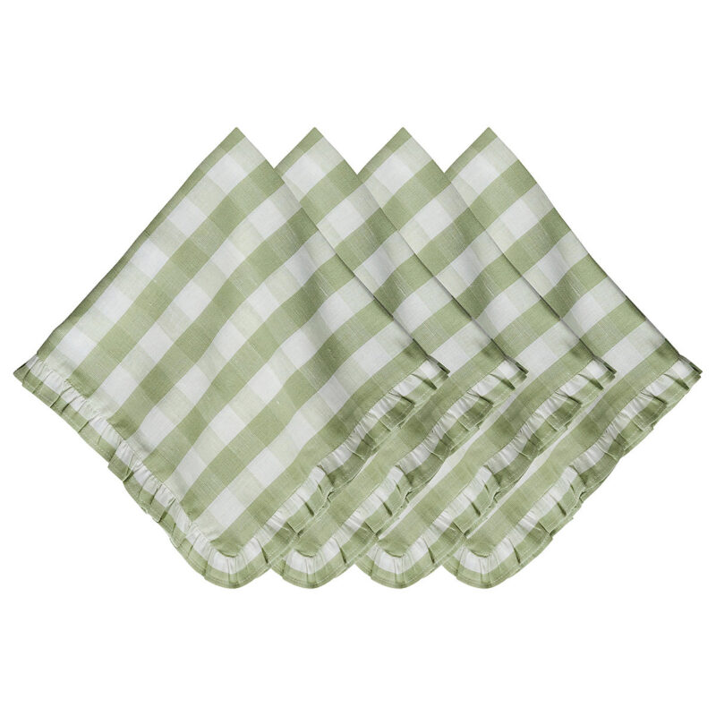 Gingham Ruffle Napkin in Seagrass, Set of 4 Juliska