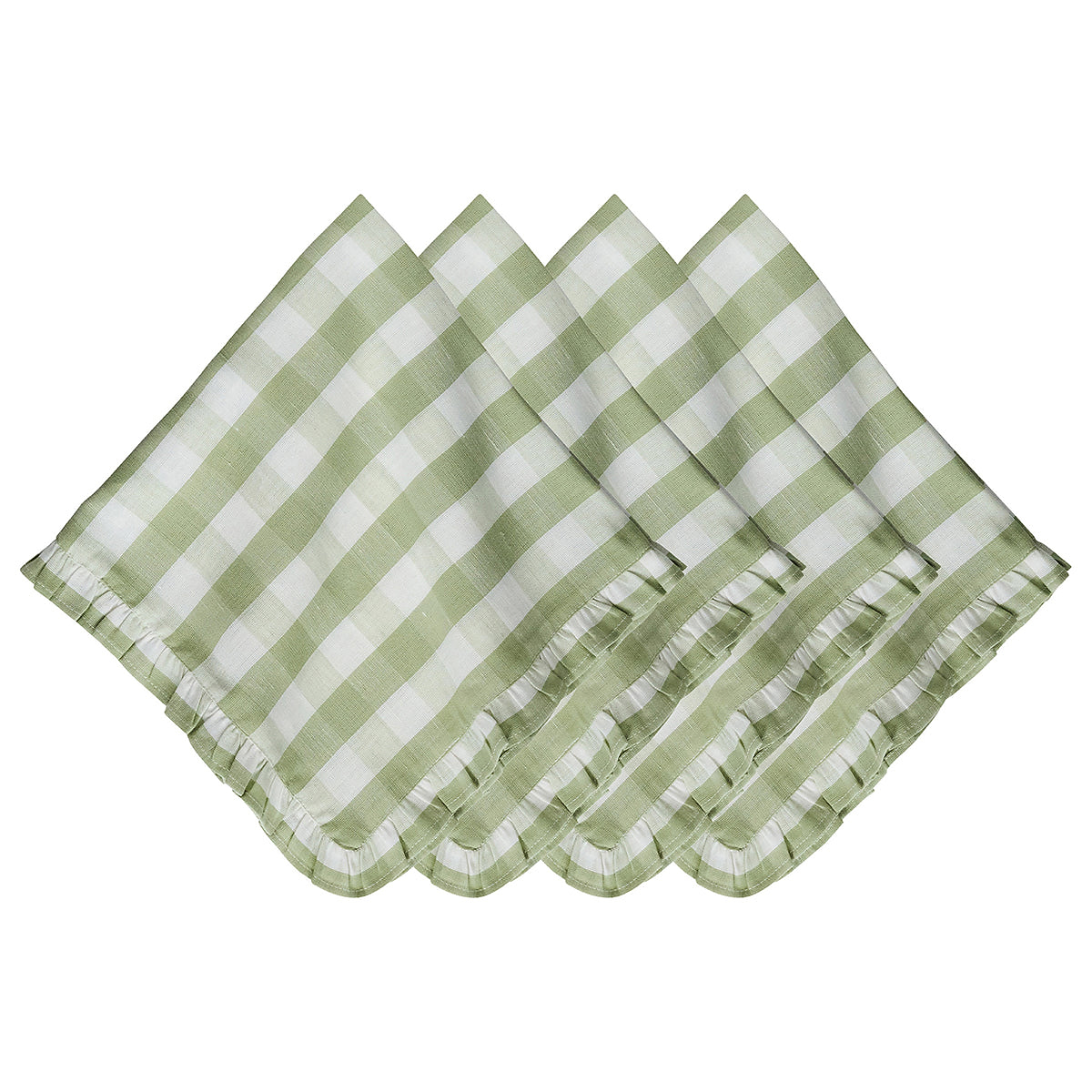 Gingham Ruffle Napkin in Seagrass, Set of 4 Juliska