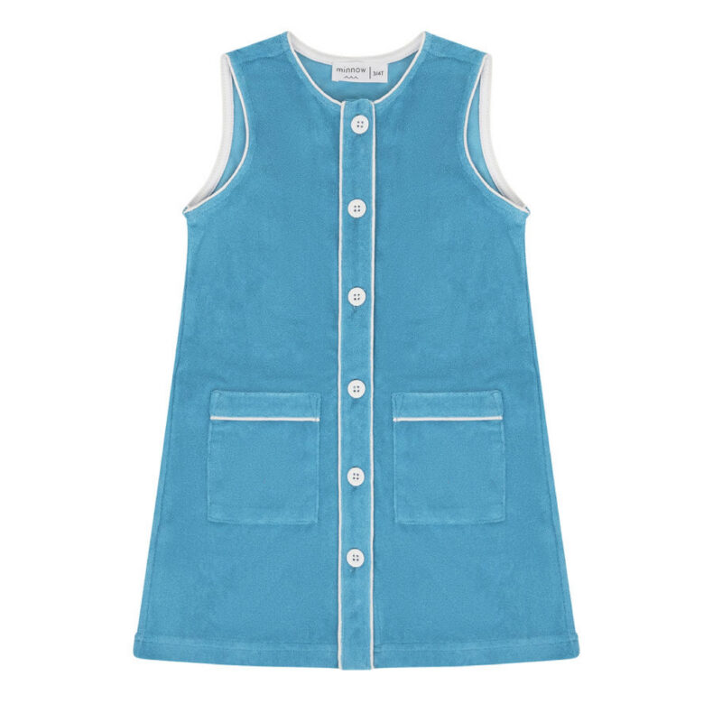 Girls Cerulean Blue Button Down Dress