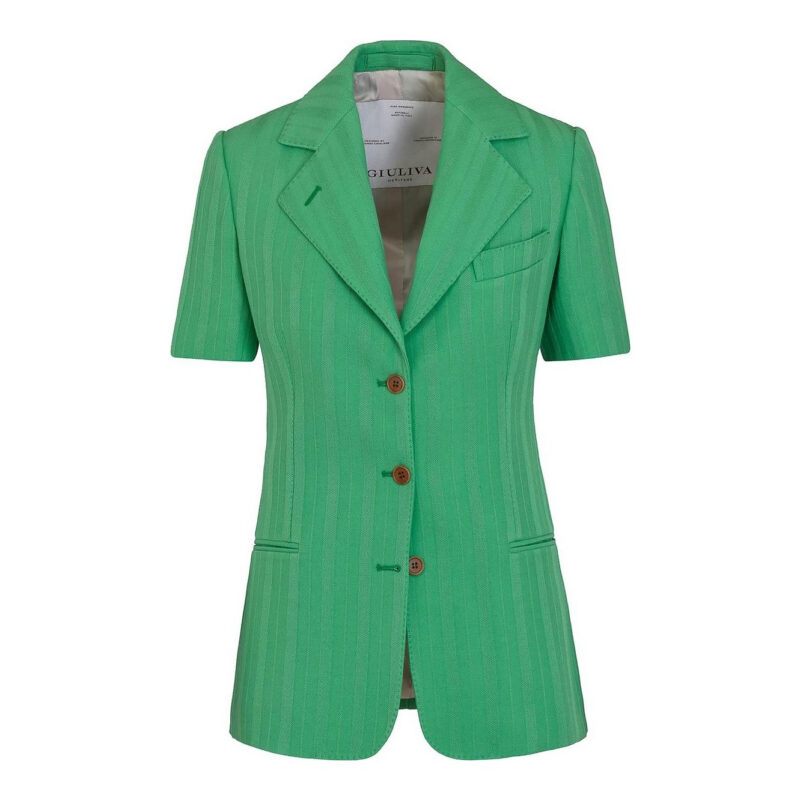 GIULIVA HERITAGE - Ginestra Short Sleeves Blazer in Virgin Wool Jacquard Stripes Giuliva Heritage