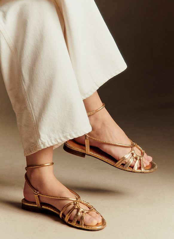 Gloria Low Sandals - Smooth Gold Sézane