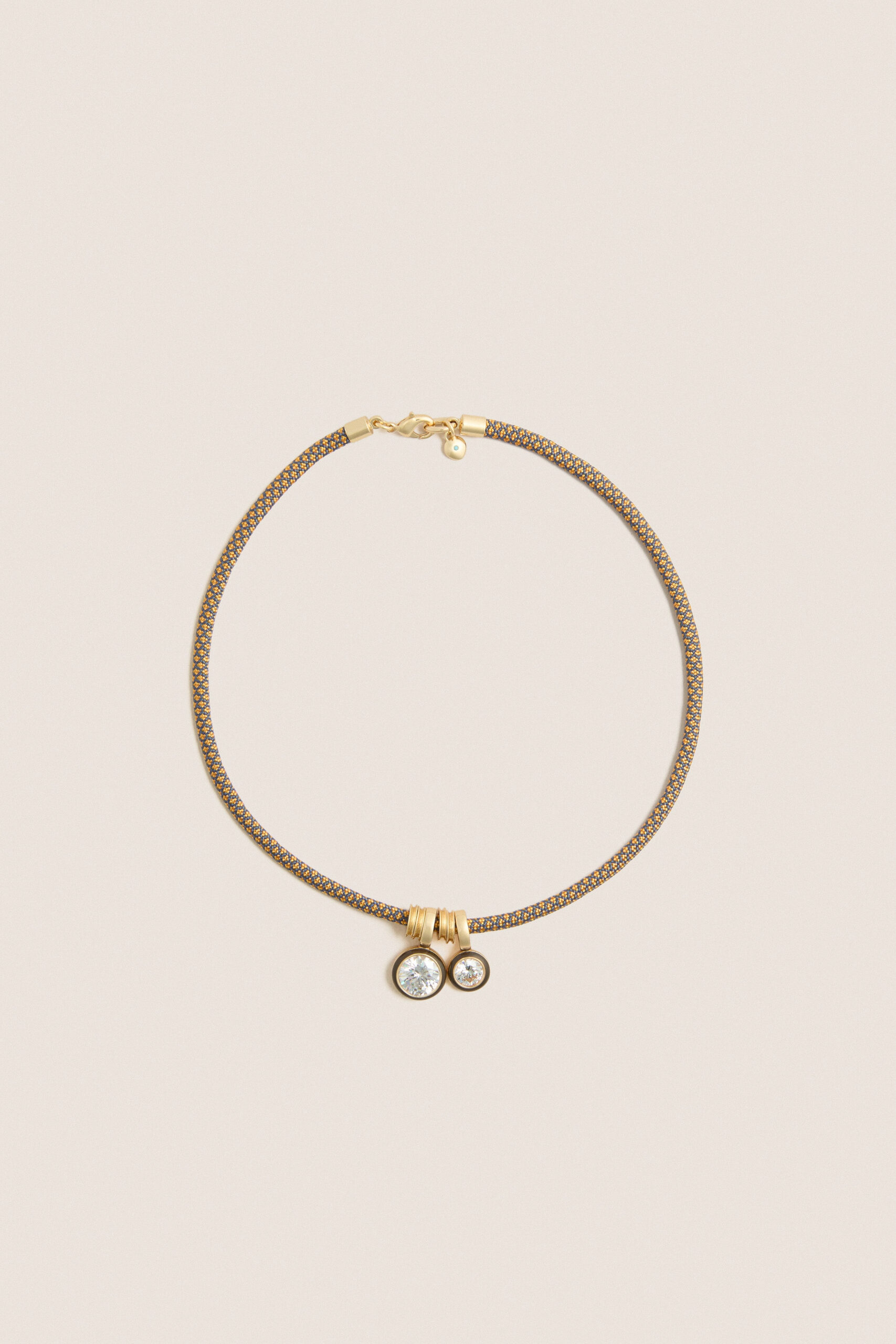 Gold Cubic Double Drop Cord Necklace Roxanne Assoulin