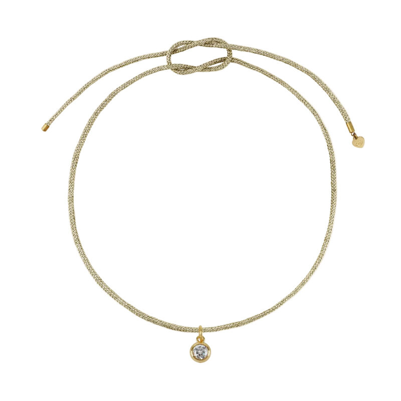 Gold Lurex Necklace Cord with Bezel Charm HART