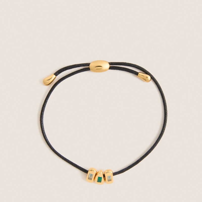 Gold Molten Gemstone Baguette Cord Bracelet Missoma