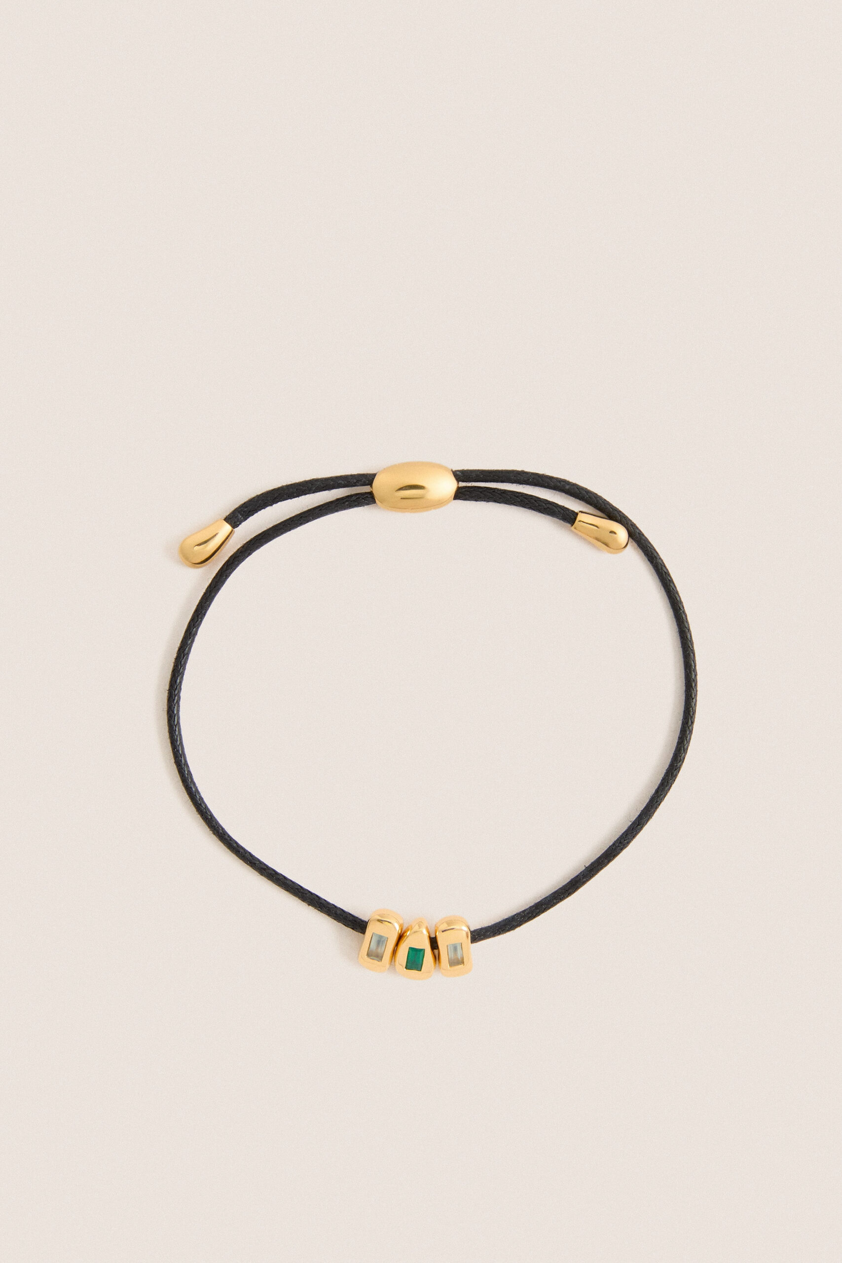 Gold Molten Gemstone Baguette Cord Bracelet Missoma