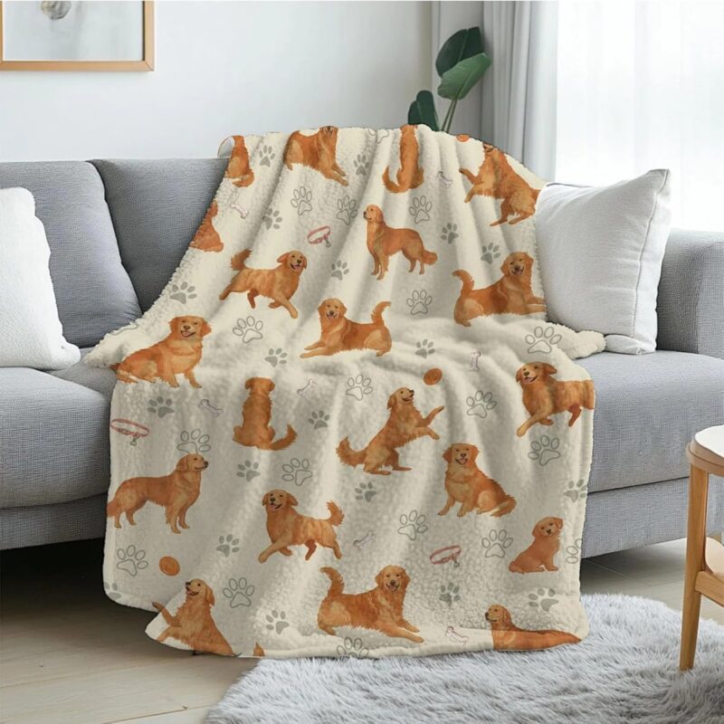 Golden Retriever Blanket for Dog Lovers, Golden Retriever Gifts for Women, Soft Flannel Throw Blanket for Humans Adults Friend, Birthday Blanket Gifts
