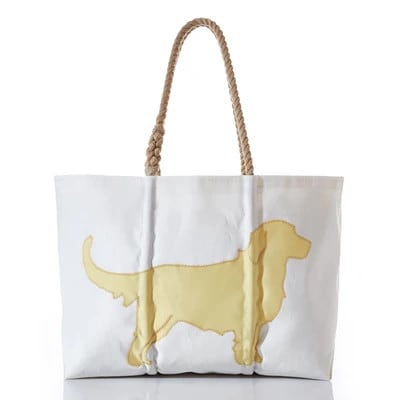 Golden Retriever Large Tote Golden Retriever Large Tote with Clasp and Hanging Pocket