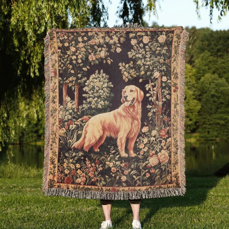 Golden Retriever Woven Tapestry Blanket, Dog Lover Gift