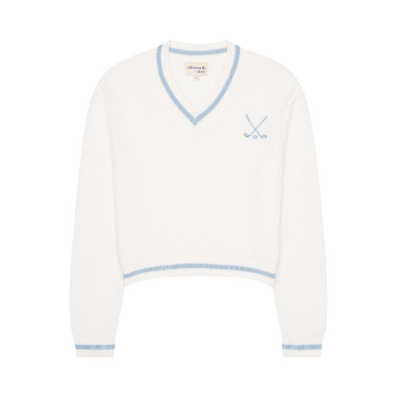 Golf Club Varsity Sweater in Light Blue ellsworth+ivey
