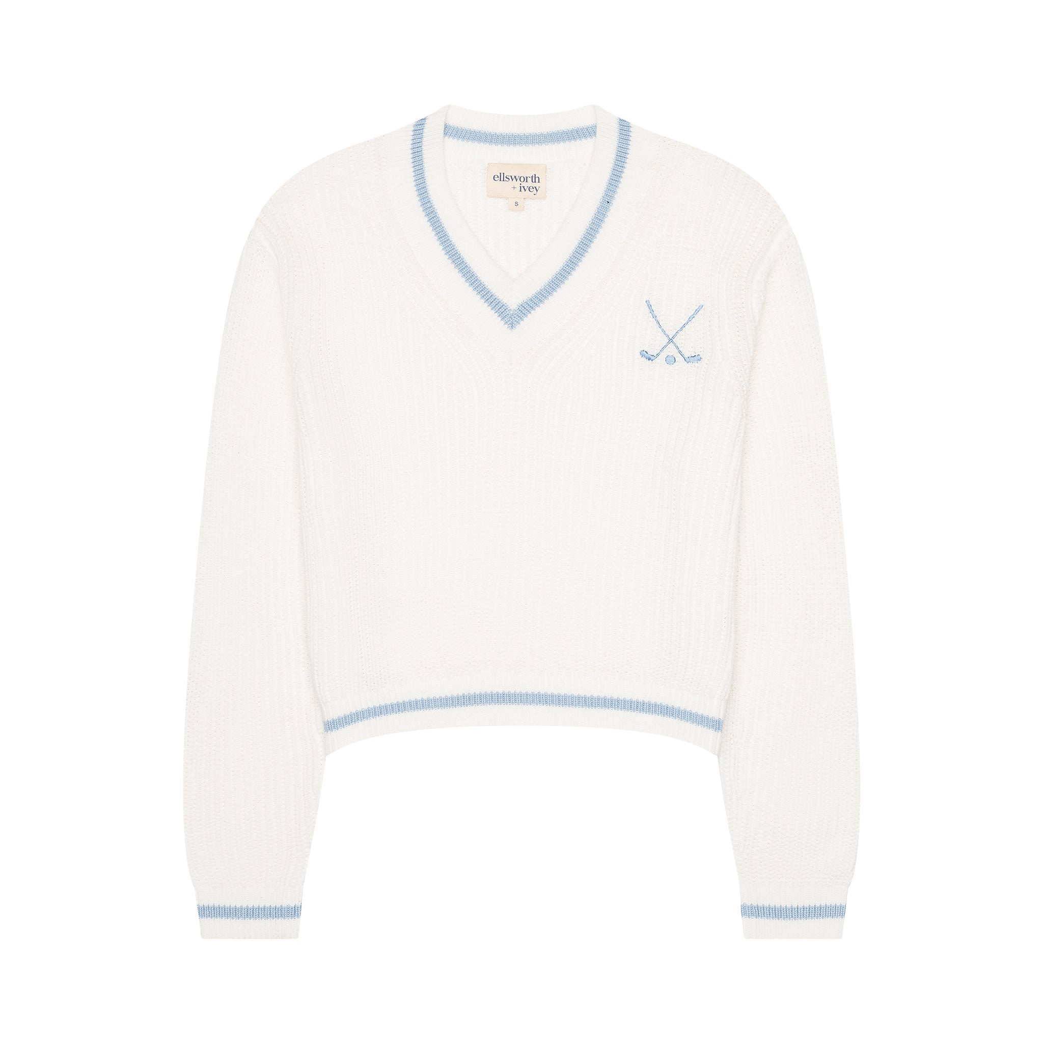 Golf Club Varsity Sweater in Light Blue ellsworth+ivey