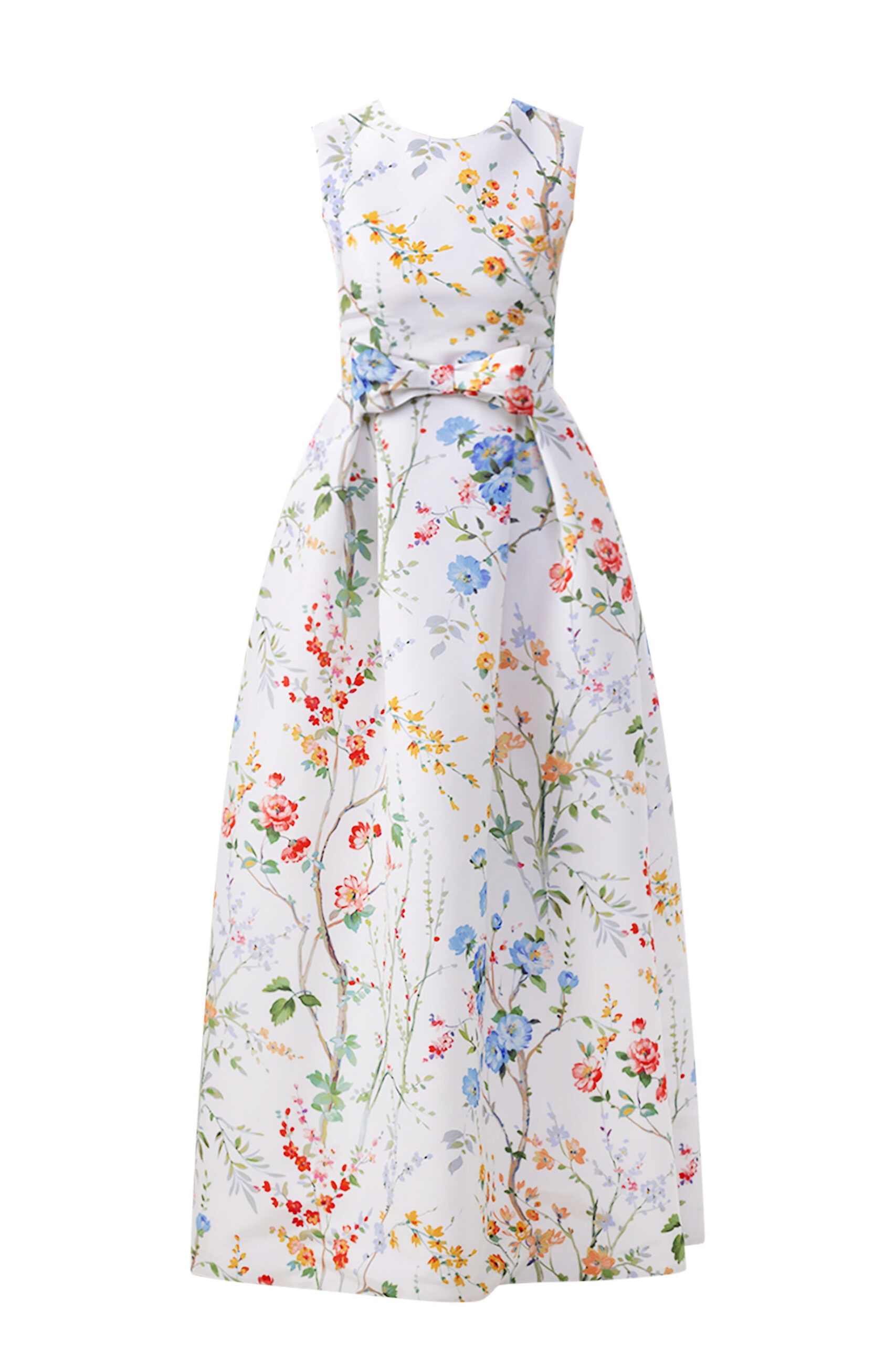 Alexia Maria Collection Grace Garden Reverie Silk Faille Ball Gown with Bow Belt in White Floral