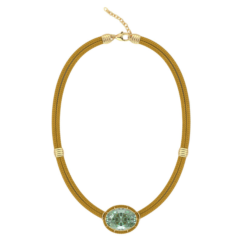 Green Amethyst Silk Cord Pendant, Ochre Cord Courtney Leidy