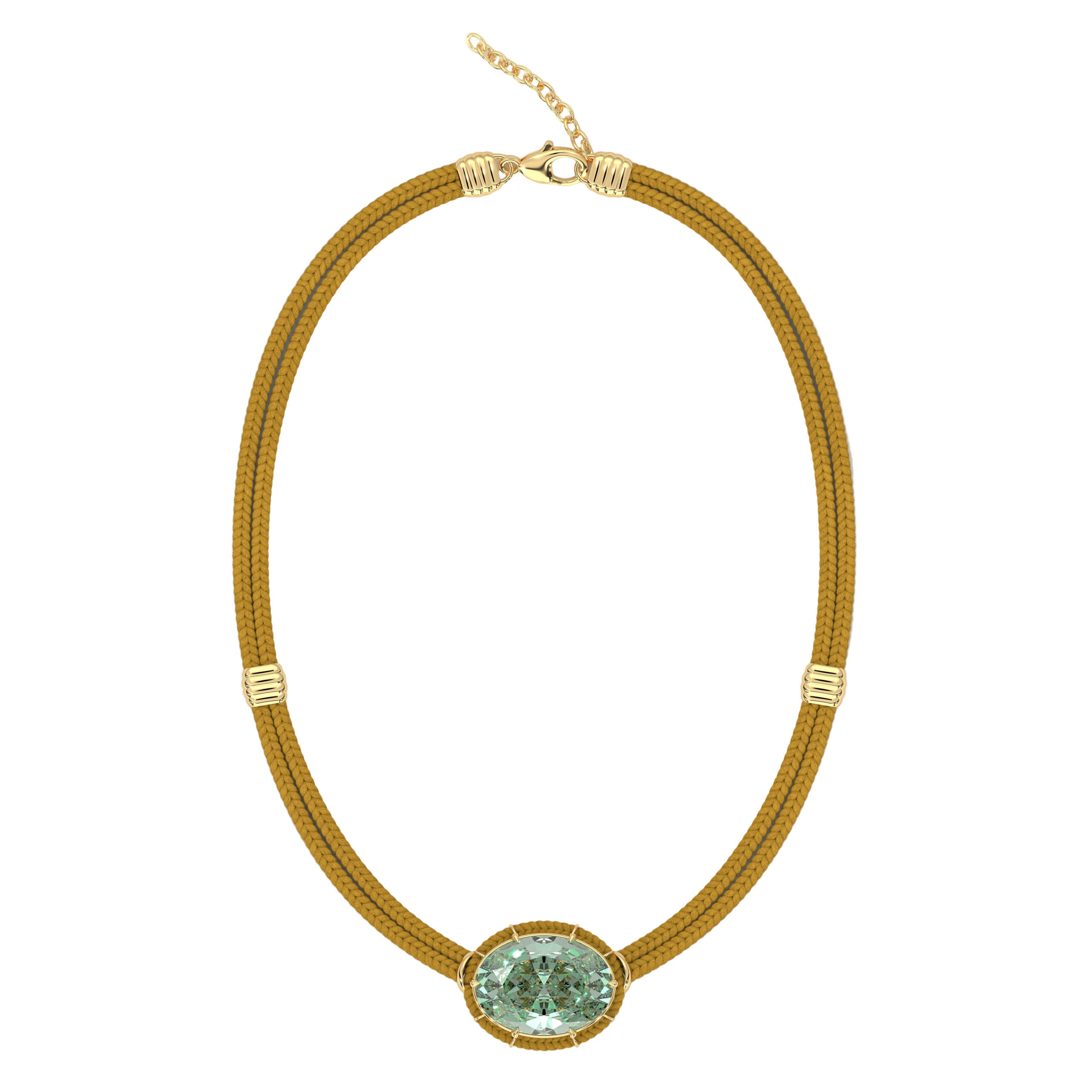 Green Amethyst Silk Cord Pendant, Ochre Cord Courtney Leidy