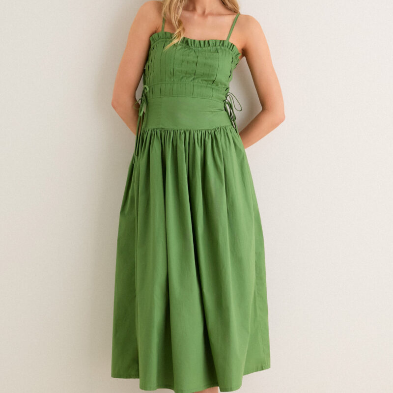 Green Tie Midi Dress Moon River