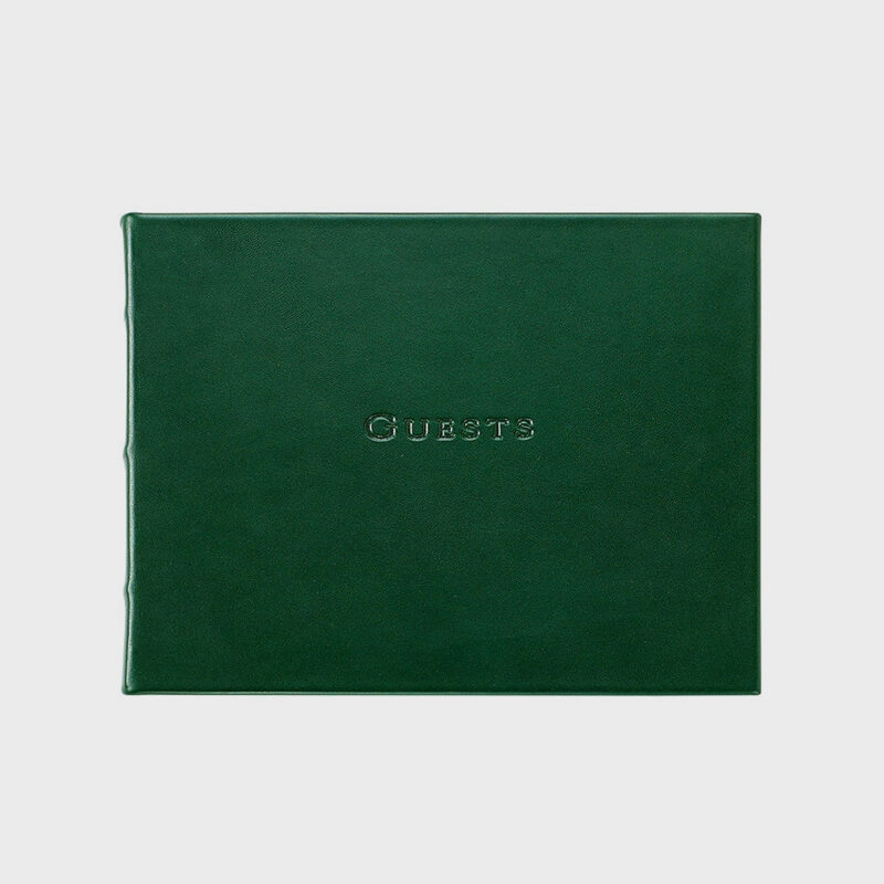Green Traditional Leather Guest Book Graphic Image
