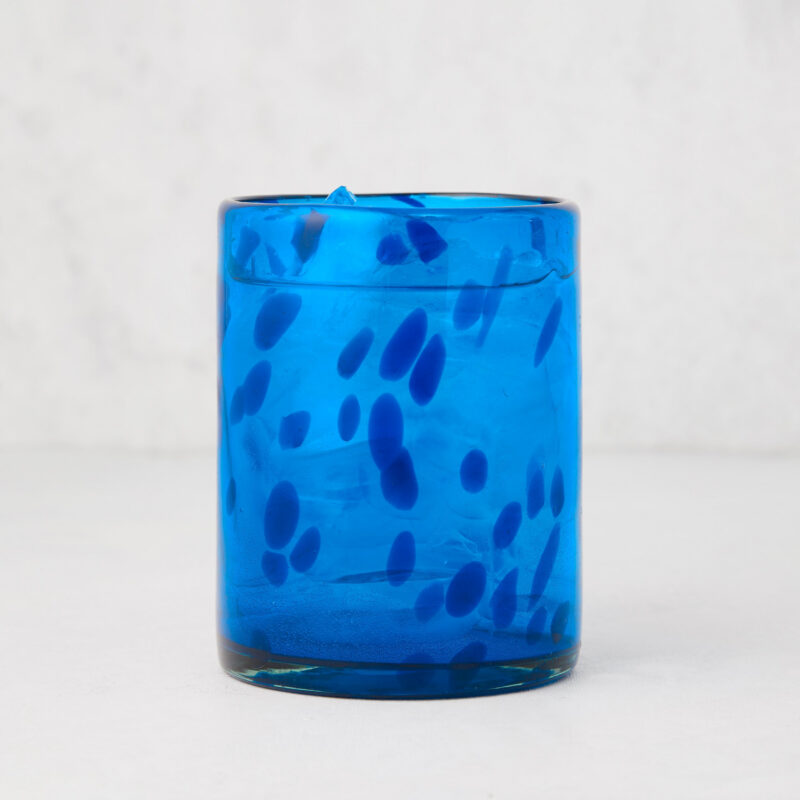 Handmade Blue Tortoise Double Old-Fashioned Glass, 12oz Rose Ann Hall Designs