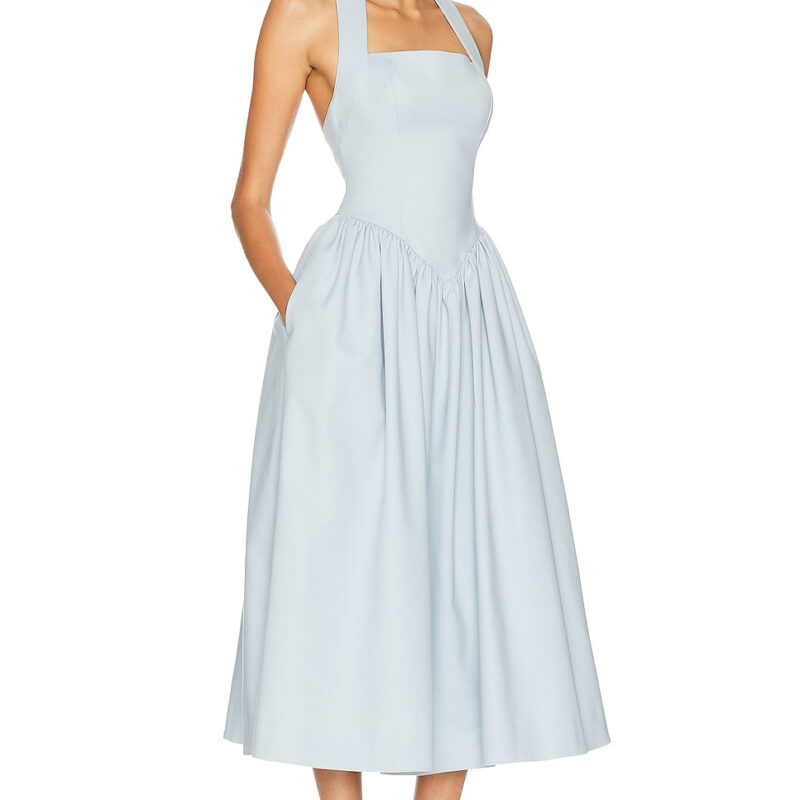 HELSA Faille Halter Midi Dress
