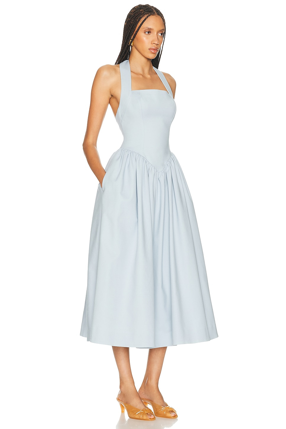 HELSA Faille Halter Midi Dress