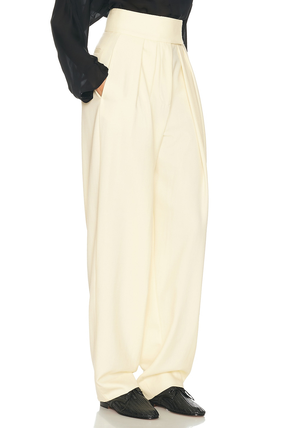 HELSA High Waist Pleated Suit Trouser In Wool