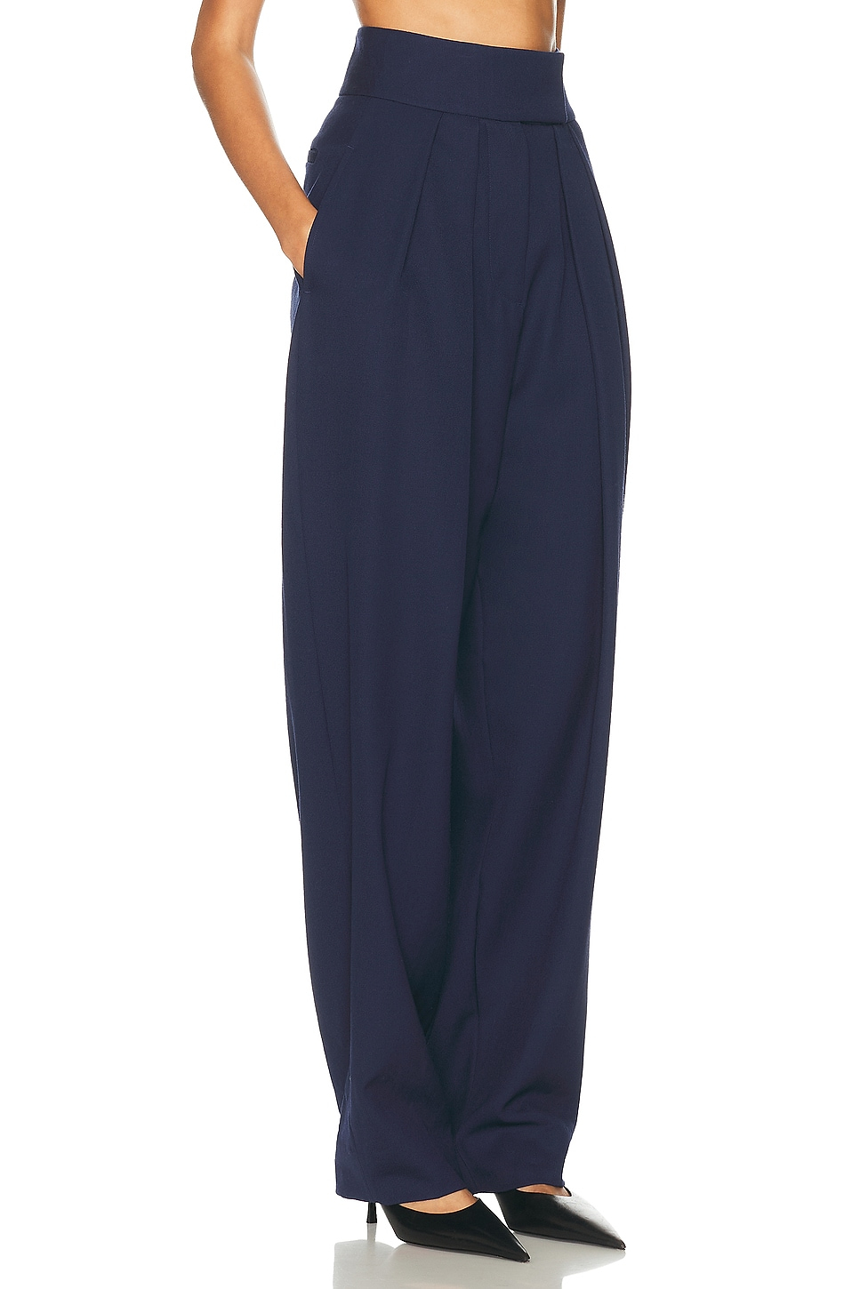 HELSA High Waist Pleated Suit Trouser In Wool
