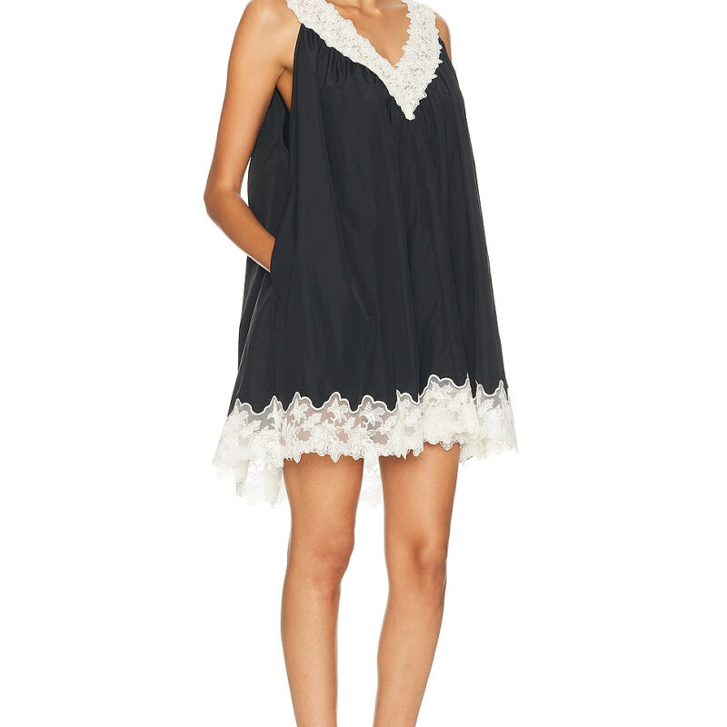 HELSA Mini Dress With Lace In Tech Poplin