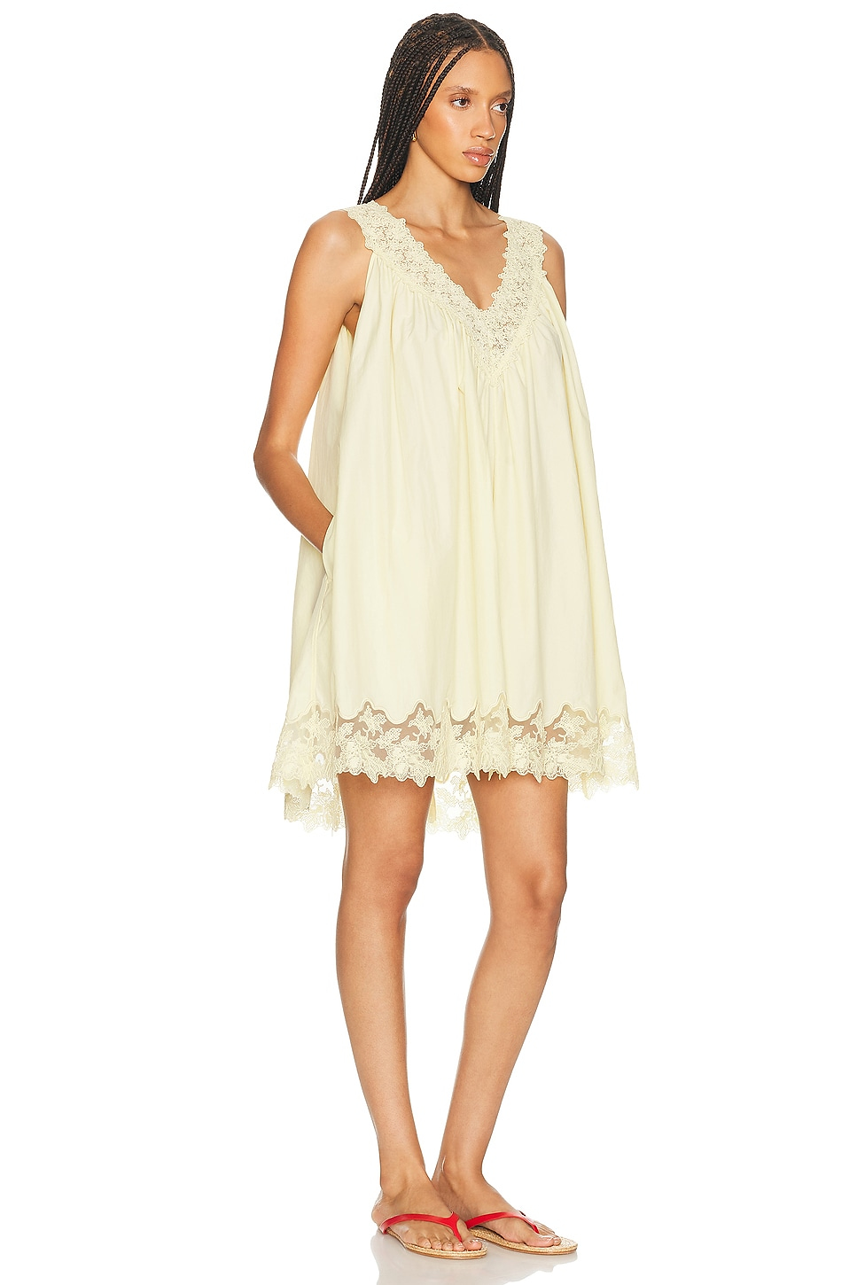 HELSA Mini Dress With Lace In Tech Poplin