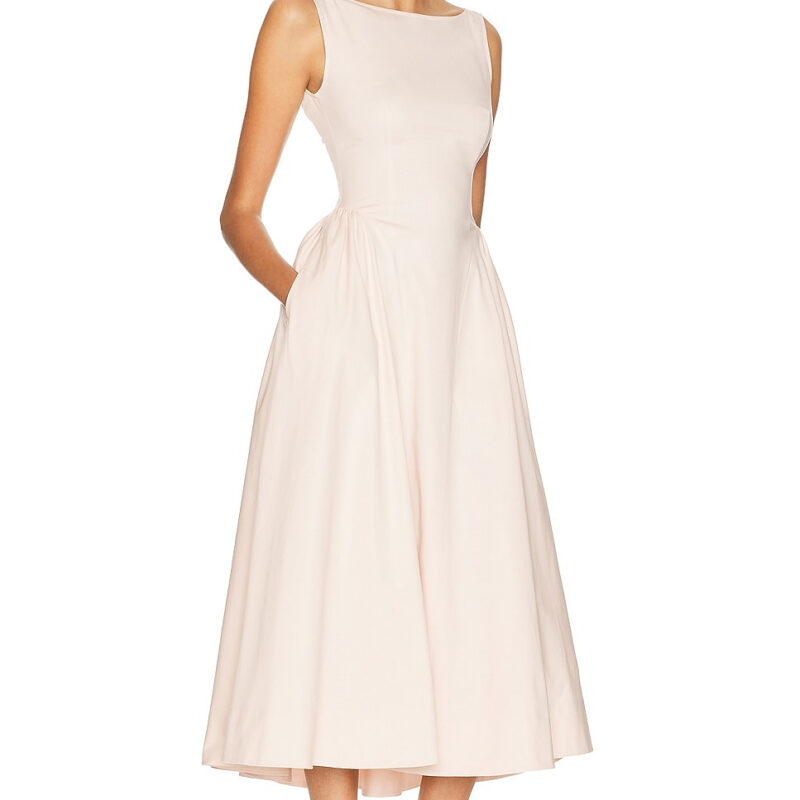 HELSA Stretch Cotton Sateen Midi Dress
