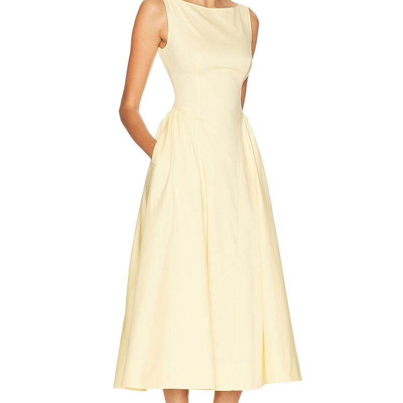 HELSA Stretch Cotton Sateen Midi Dress