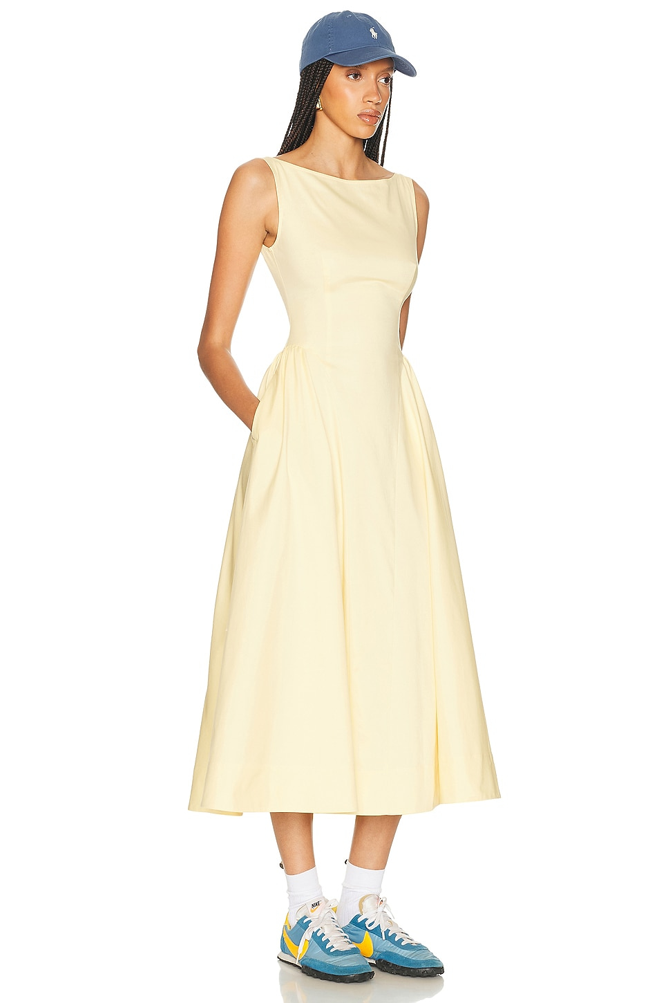 HELSA Stretch Cotton Sateen Midi Dress