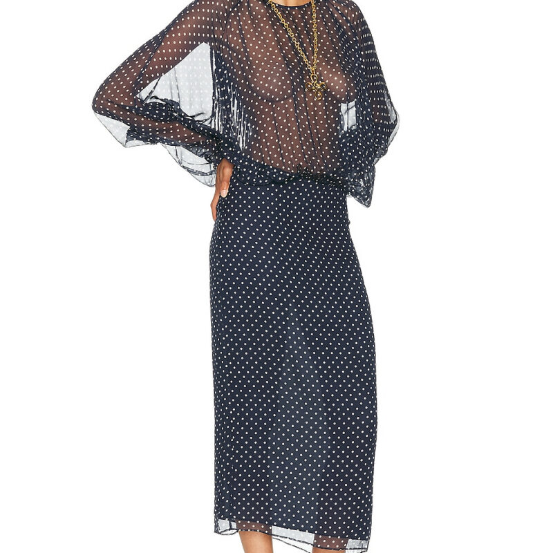 HELSA The Sabrina Midi Dress In Printed Silk Chiffon