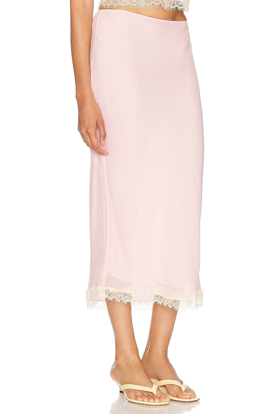 HELSA Viscose Georgette Slip Skirt With Lace
