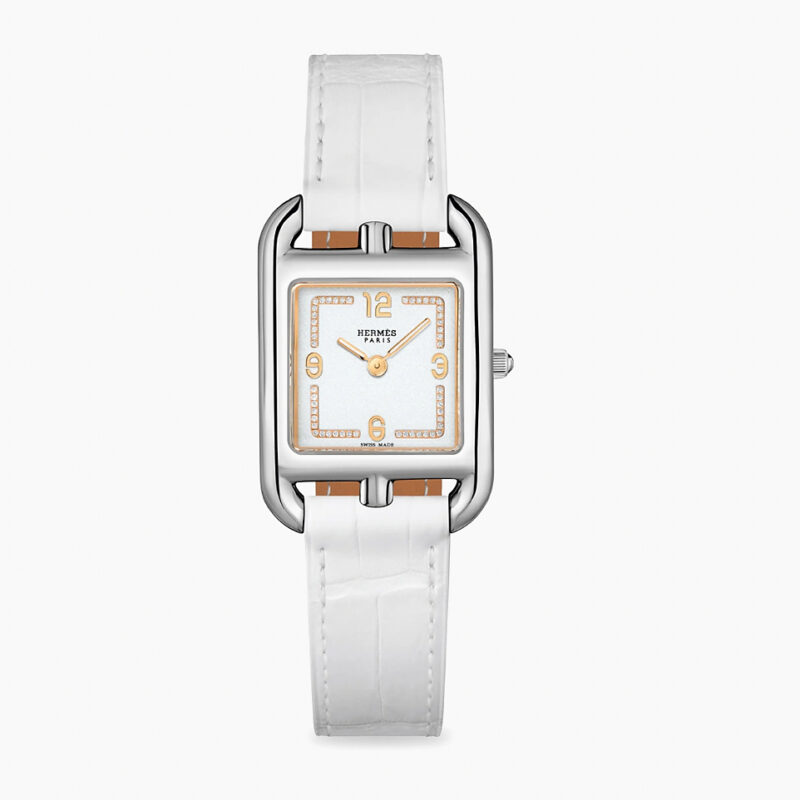 HERMÈS Cape Cod Stainless Steel, Diamond & Alligator Strap