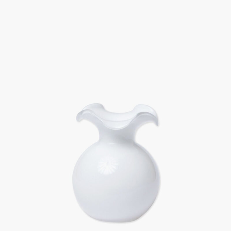 Hibiscus Glass White Fluted Vase Vietri