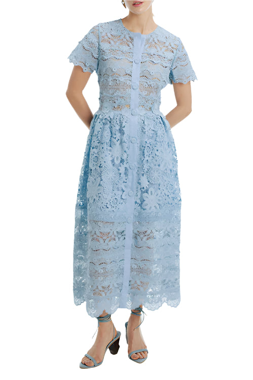 Hibiscus Midi Dress in Sky Waimari