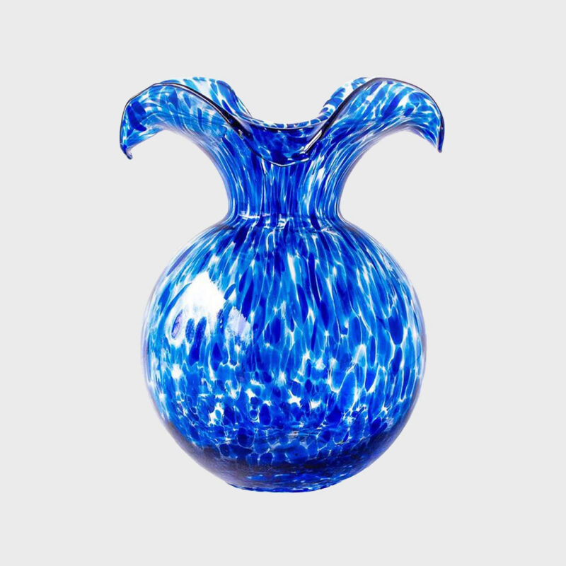 Hibiscus Small Cobalt Tortoise Fluted Vase Vietri