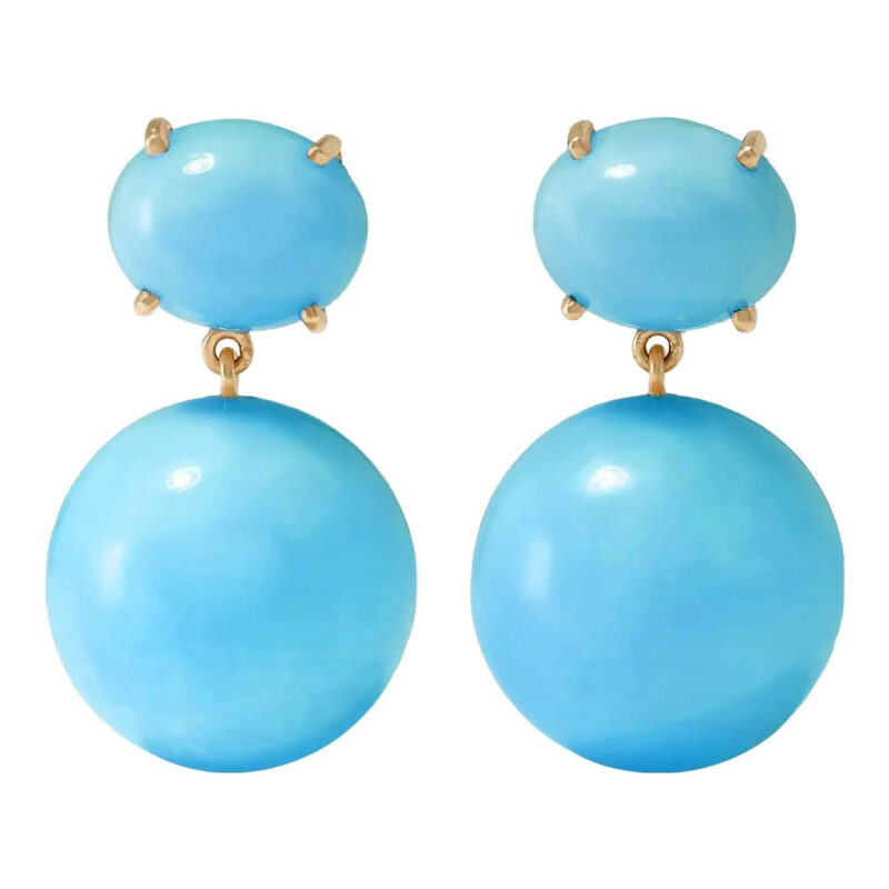 IRENE NEUWIRTH | Gumball 18 Karat Gold Turquoise Earrings