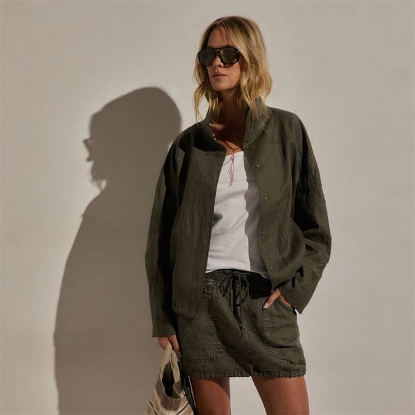 JAMES PERSE | Linen Funnel Neck Jacket James Perse Enterprises