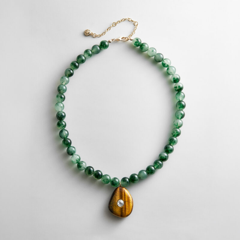 Jamie Semi-Precious Beaded Necklace - Green Jade/Tiger's Eye BaubleBar