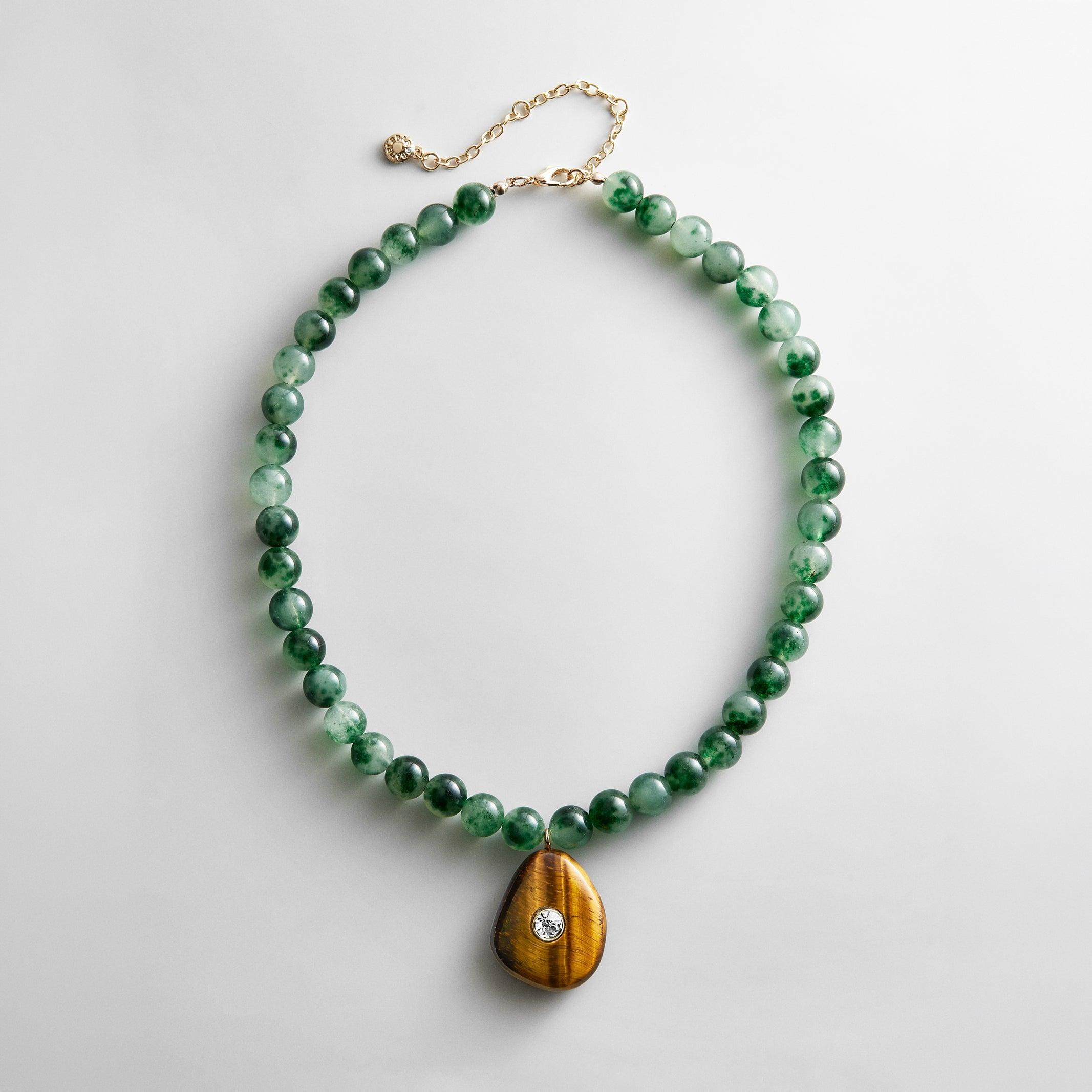 Jamie Semi-Precious Beaded Necklace - Green Jade/Tiger's Eye BaubleBar