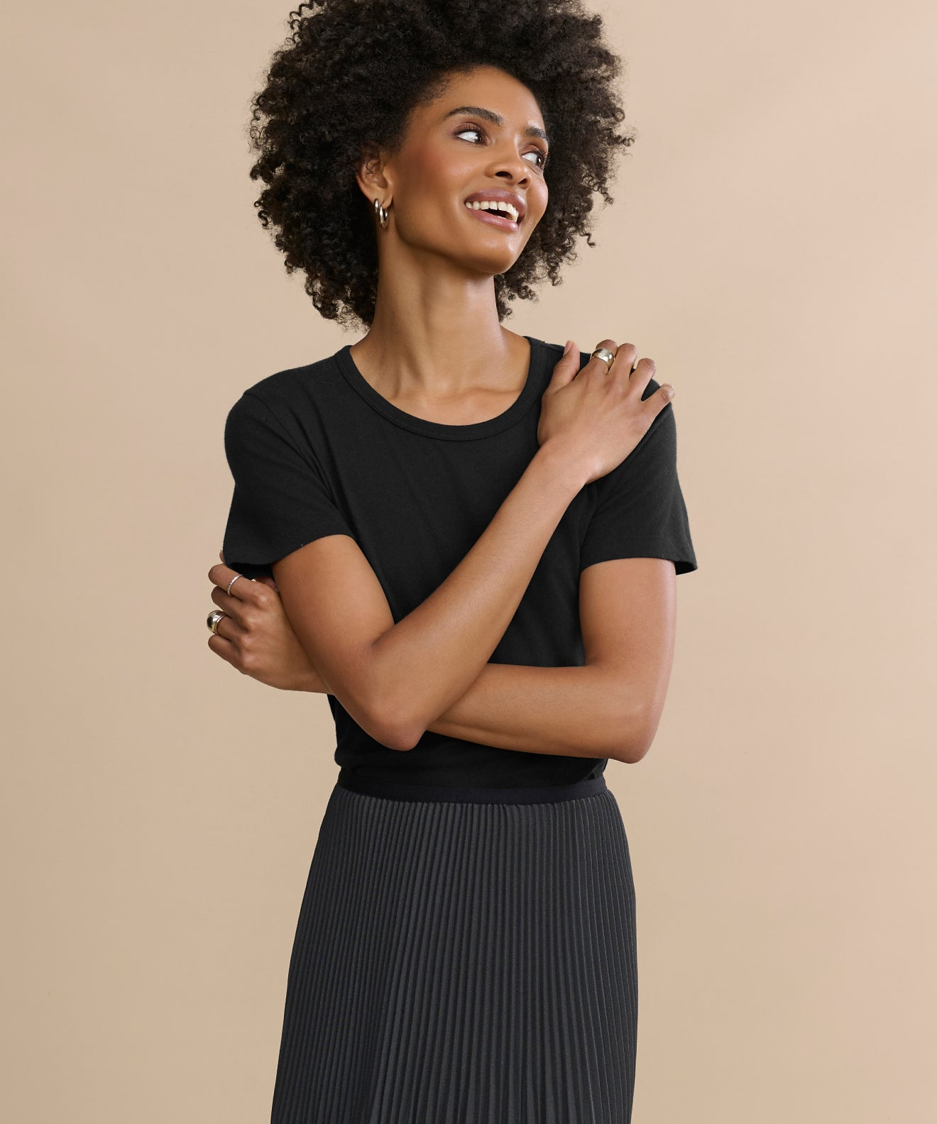 JENNI KAYNE | Cotton Slim Tee - Black