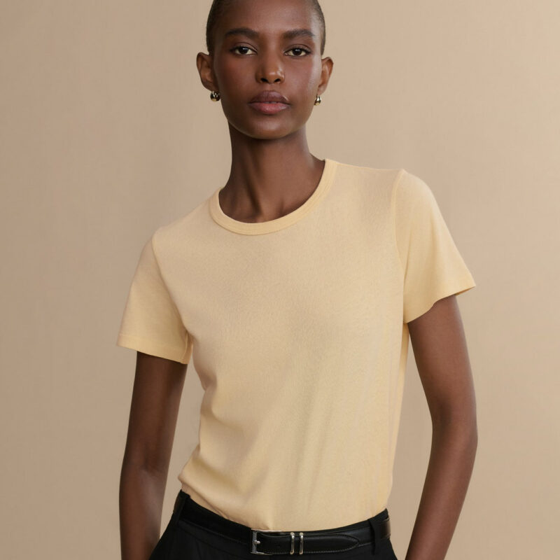 JENNI KAYNE | Cotton Slim Tee - Pale Yellow