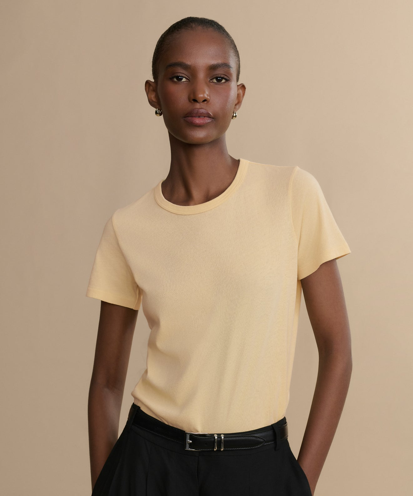 JENNI KAYNE | Cotton Slim Tee - Pale Yellow